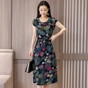 

Plus Size 6XL Summer Women Vintage Dress O-Neck Short Sleeve Long Summer Dress Elegant Casual Women Print Plaid Dresses Vestidos