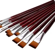 Two-color nylon hair flat peak oil brush 12 pcs sets of brushes art water-colour paint brush school educational supplies