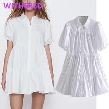 

Withered summer dress women england vintage simple pleated elegant loose party mini dress vestidos de fiesta de noche vestidos