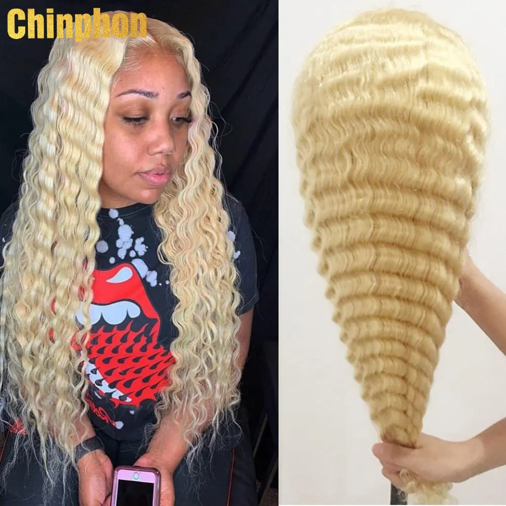 32 Inch HD Lace Front Wig Human hair wigs Deep Wave 13x4 Lace Frontal wigs 613 Honey Blonde For Women Pre Plucked Brazilian Remy