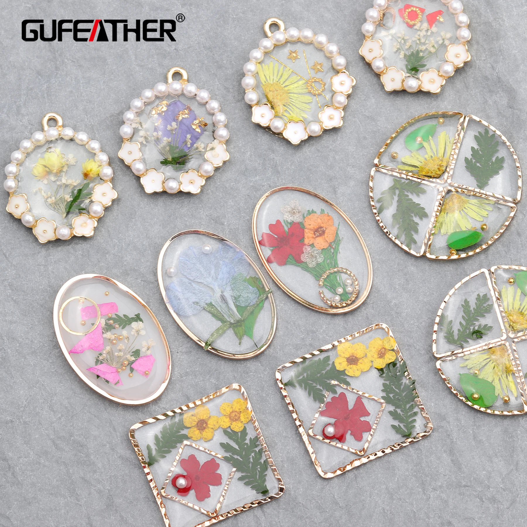 Кулон-кольцо GUFEATHER M621 украшение ручной работы из смолы сухоцветов сережек 4