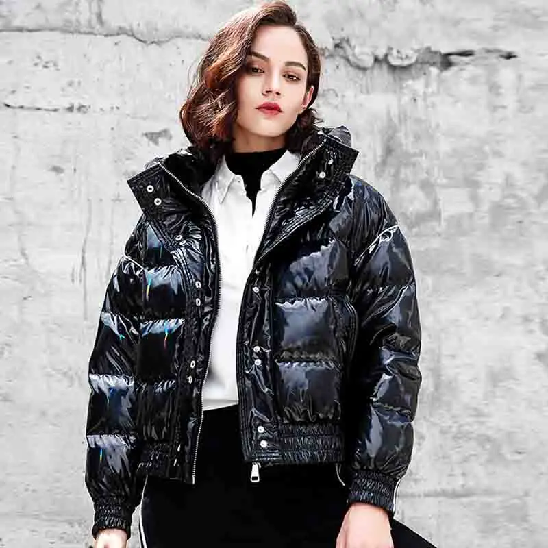 Beste  30 graden Luxe Vrouwen Winter Donsjack Overjas 90% Witte Eendendons Jas Vrouwen Rits Korte Vrouwelijke Parka Hooded waterdicht