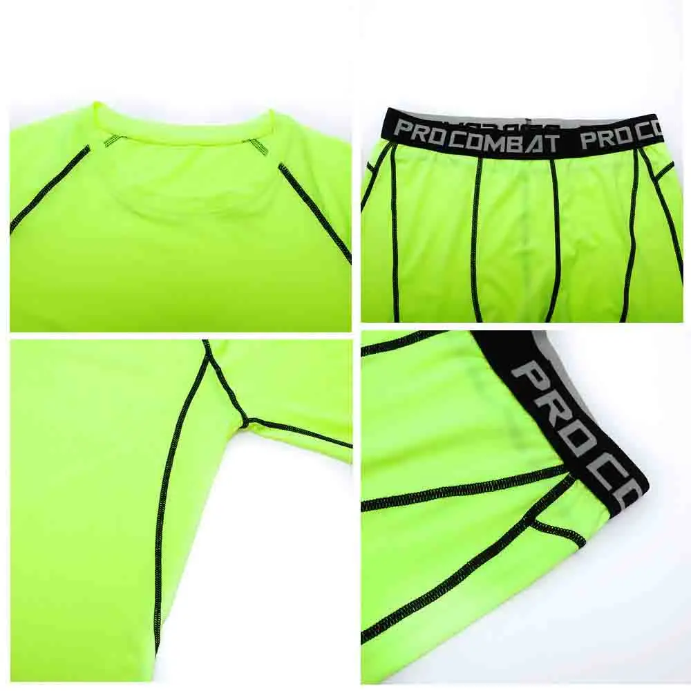 Брендовые мужские комплекты одежды для фитнеса и бега, спортивный костюм Супермена, Спортивная рубашка Супермена, быстросохнущие компрессионные комплекты MMA