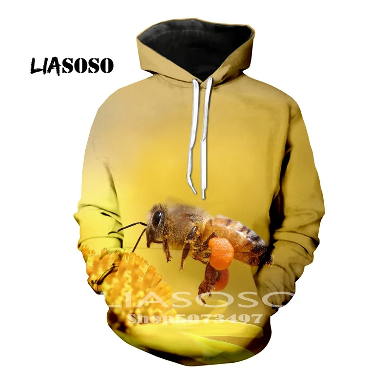 LIASOSO 3D принт Женская Мужская медовая пчела Шмель цветы футболка летние худи Повседневная Толстовка с круглым вырезом Harajuku топы - Цвет: 2