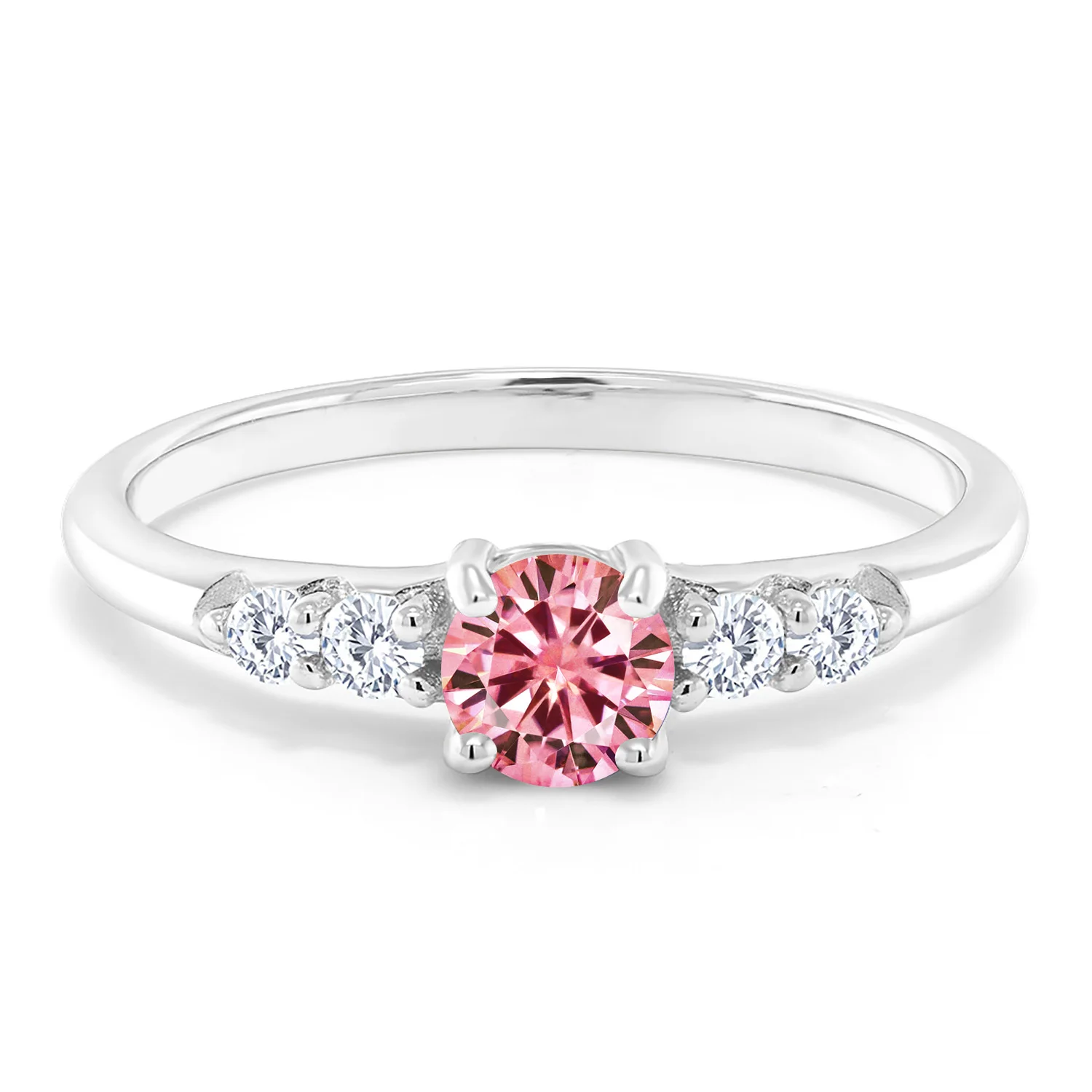 GemStoneKing кольцо из серебра 925 пробы, розовый Муассанит, лаборатория, бриллиант, g-h, 0.50ct Роса, Изящные Ювелирные изделия