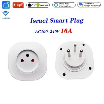 

Israel Plug 16A Tuya WIFI Smart life Socket Israel Plug Remote Control Smart Work For Alexa Google Assistant