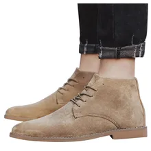 Мужские защитные ботинки обувь г. Зимние модные ботинки на шнуровке в британском стиле корейские ботинки для отдыха замшевые ботинки с острым носком chaussure homme