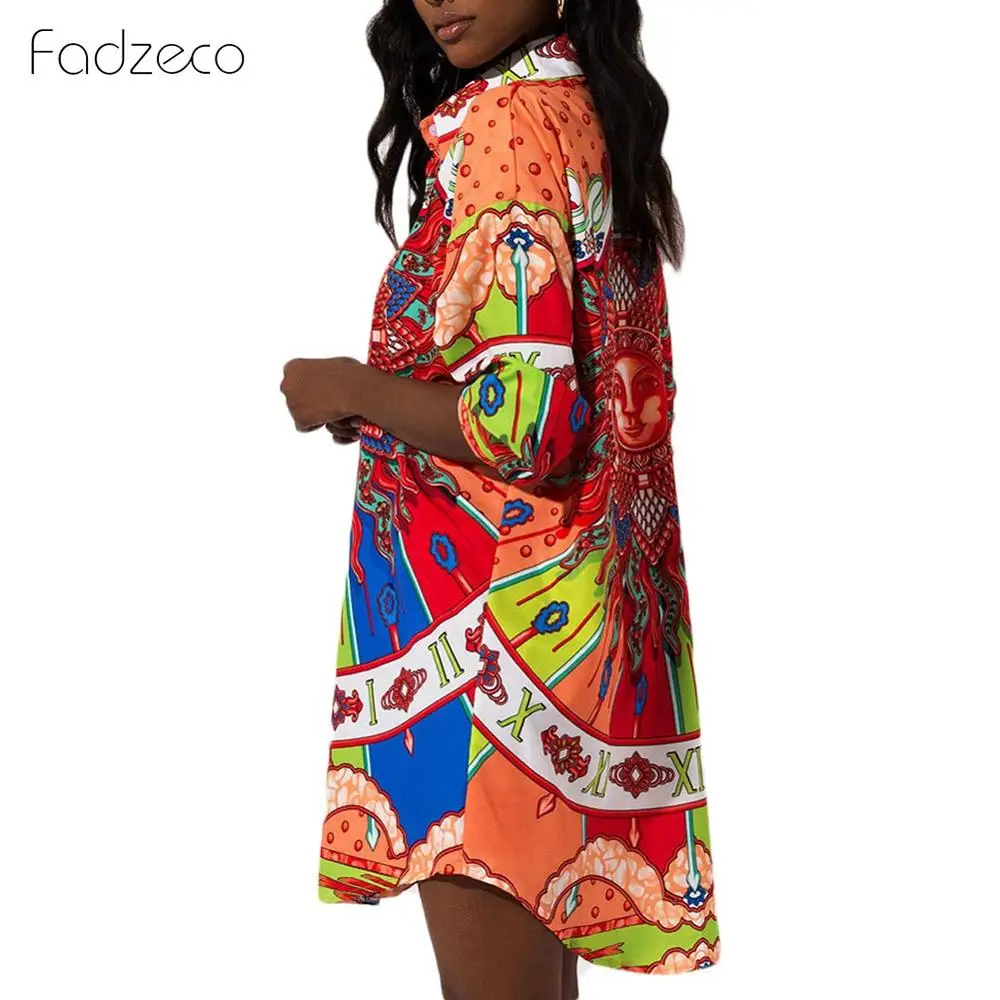 Fadzeco Новая африканская одежда Femme модная сексуальная рубашка с принтом мини