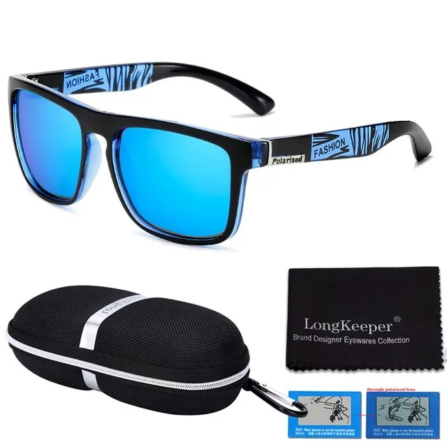 black blue blue Популярные брендовые поляризованные солнцезащитные очки, спортивные солнцезащитные очки, зеркальная прозрачная оправа для женщин, для путешествий, Gafas De Sol, чехол - Цвет линз: black blue blue