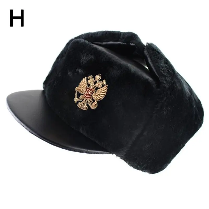 Soviet Badge Hat Pu Waterproof Padded Earmuffs Russian Warm Hat Women Earmuffs Outdoor Warm Hat Padded And Hat Men M3Z3 mens winter bomber hats