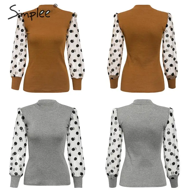 Elegant Puff Polka Dot Blouse Cheap OC0167