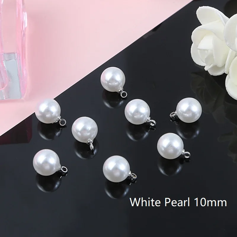 10mm 20 шт./лот, имитация жемчуга, круглые кулоны и подвески для рукоделия, серьги-капли, фурнитура для изготовления ювелирных изделий, аксессуары - Цвет: 10mm