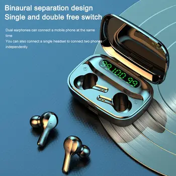 

2000mAh Bluetooth Earphone Wireless Headphones t Earbuds Binaural Stereo Battery display LED TWS Earphones Headse