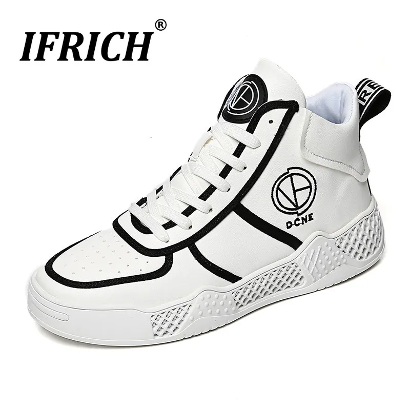 

Popular Men Original Pu Leather Shoe High Top Designer Sneakers For Men White Rubber Bottom Casual Shoes Flat Boy Casual Shoes
