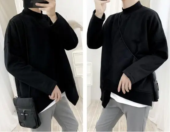 M-XXL! индивидуальная брендовая мужская одежда, стильный тренд, свободный ассиметричный капюшон, мужской полувысокий воротник, осень и зима