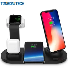 Tongdaytec 10 Вт Qi Беспроводное зарядное устройство Держатель для Iphone X 8 11 Pro Max быстрое зарядное устройство Быстрая зарядка док-станция для Apple Watch 5 4 3 2 1