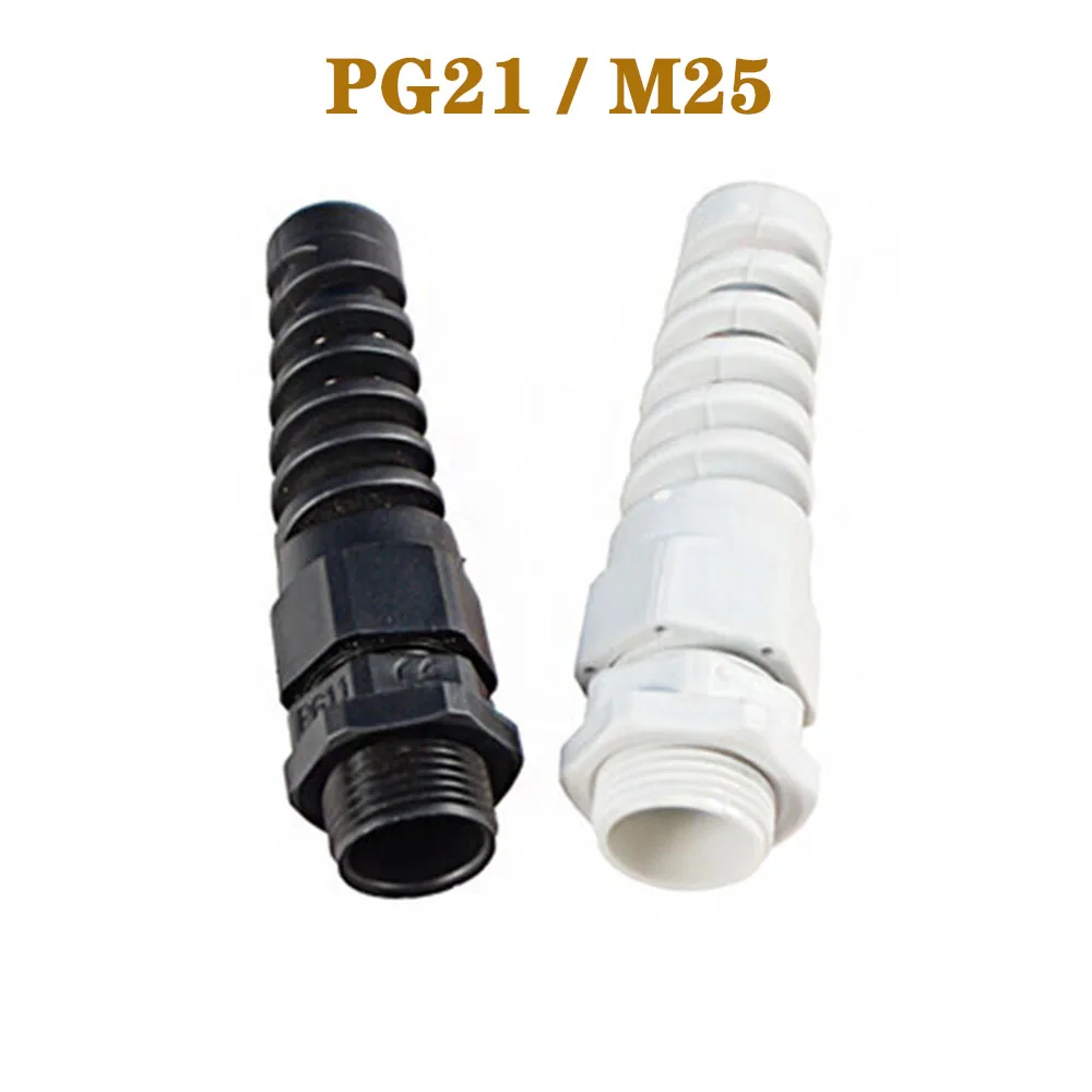 Glândula de Canalização de Cabo de Náilon Glândula de Rosca Cabo de Alívio de Tensão Pces Espiral Flexível Plástico Conexão Anti-dobra Pg21 M25 5-20 9-16