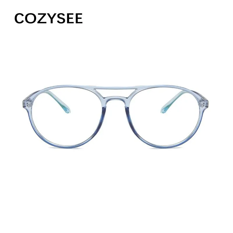 BLUE Модные круглые очки с прозрачной оправой женские очки от близорукости мужские очки в оправе Nerd оптические оправы прозрачные линзы - Цвет оправы: BLUE