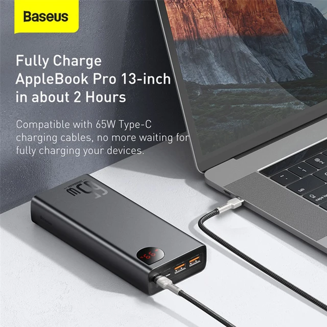 Baseus 65W Power Bank 20000mah PD QC 3.0 Fast Charging Powerbank External Batteries Portable Charger for Phone Laptop Tablet 2