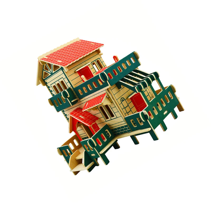 3D Деревянный замок здание DIY Головоломка Игрушка Дети Раннее Обучение шаблон подарки для детей подарок на день рождения Дом головоломка