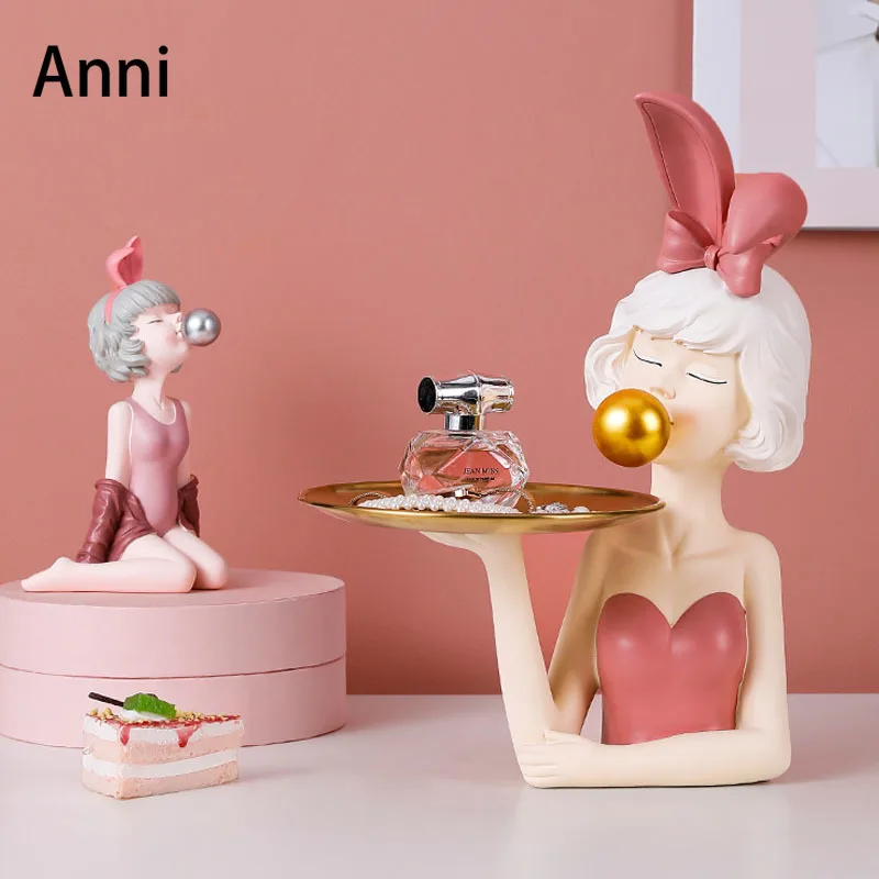 

Статуэтка девочки из смолы в виде бабочки, европейские современные тарелки для демонстрации закусок, конфет, настольные декоративные украшения для гостиной, украшение для дома