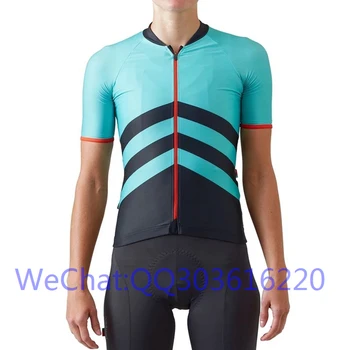 

Chevron Celeste ES Women Cycling Jersey 2020 New colorful cycle wear Young fashion city road bike riding shirt Quick dry tops
