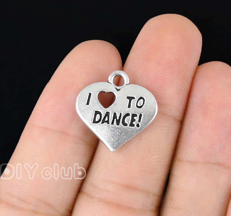 50 шт. античное серебро надпись I Love To Dance фотоальбом 18x18 мм | Украшения и аксессуары