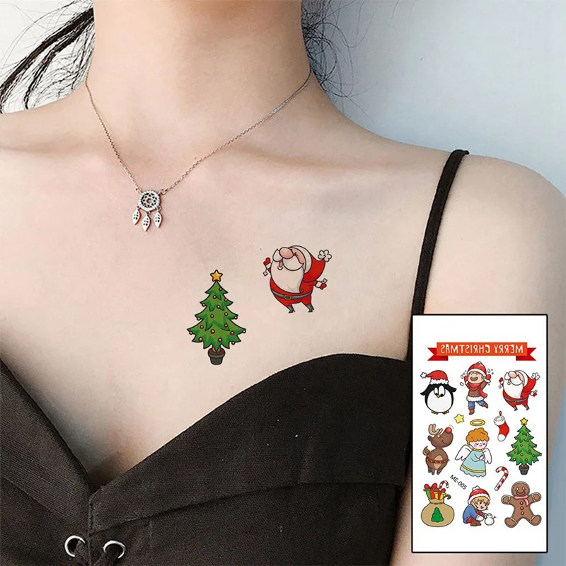 6pcsChristmas вечерние модные наклейки-татуировки шаблон наклейки с бронзированием Emporary Tattoo стикер для женщин минималистичные линии шаблон тела