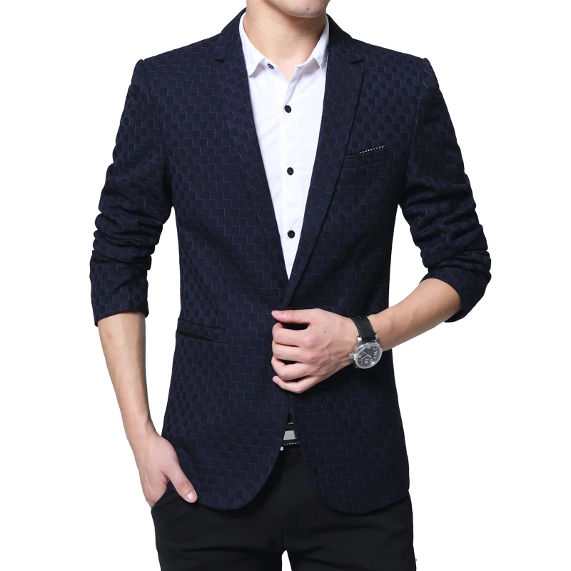 FXK661 Navy Королевский синий Блейзер Для мужчин на одной пуговице Slim Fit амарантовый Блейзер конструкции Повседневное пиджак Свадебная вечеринка платье для маленьких девочек; куртка M-6XL - Цвет: FXK661 Navy