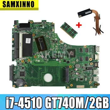 شراءل Asus A750J K750J K750JB X750JB X750JN محمول اللوحة الأم اختبار 100% OK I7-4510 GT740M/2GB الحرة المبرد + 4GB RAM