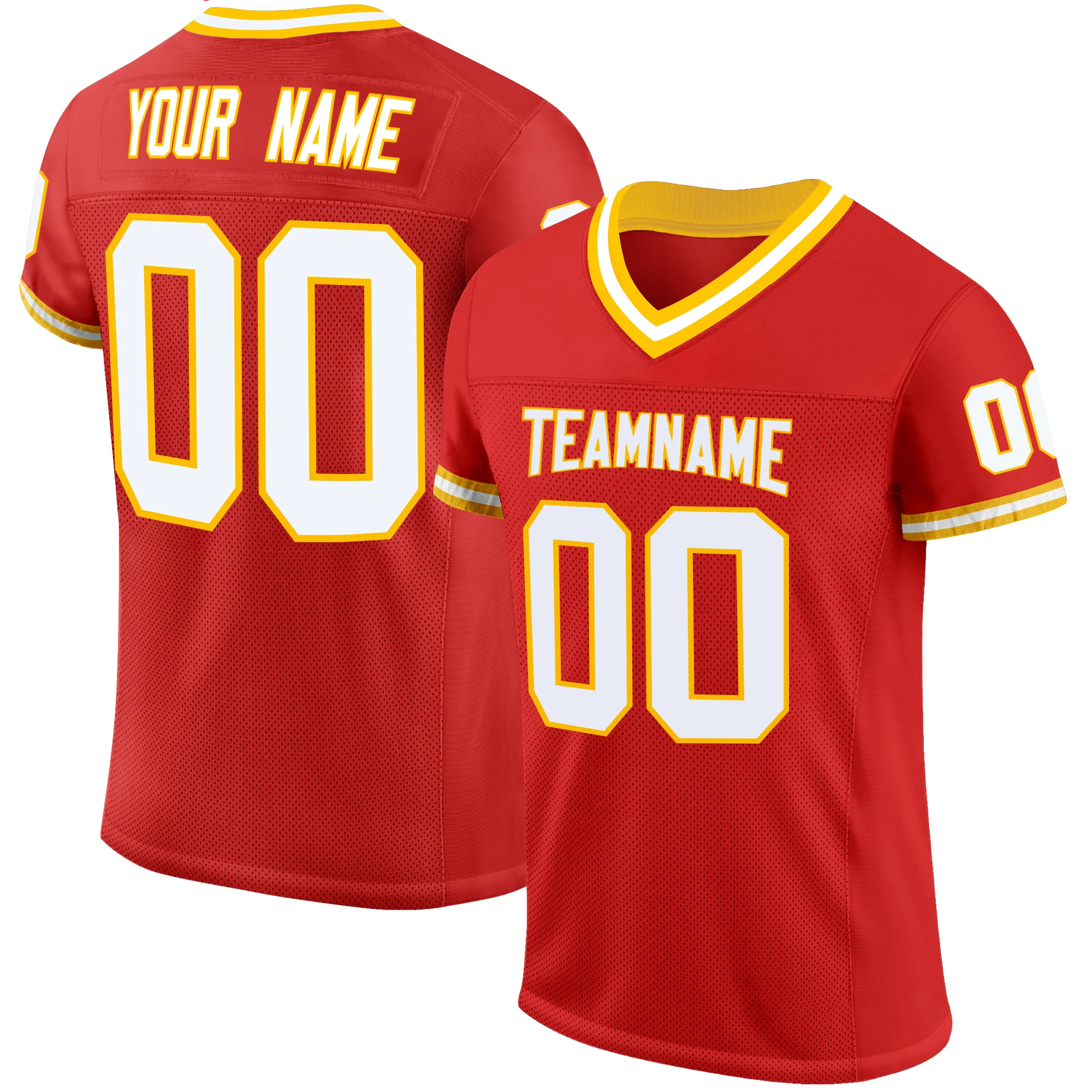 Custom Orange Adult Mesh Make Your Own Football Jersey Embroidered Team Name and Your Numbers 