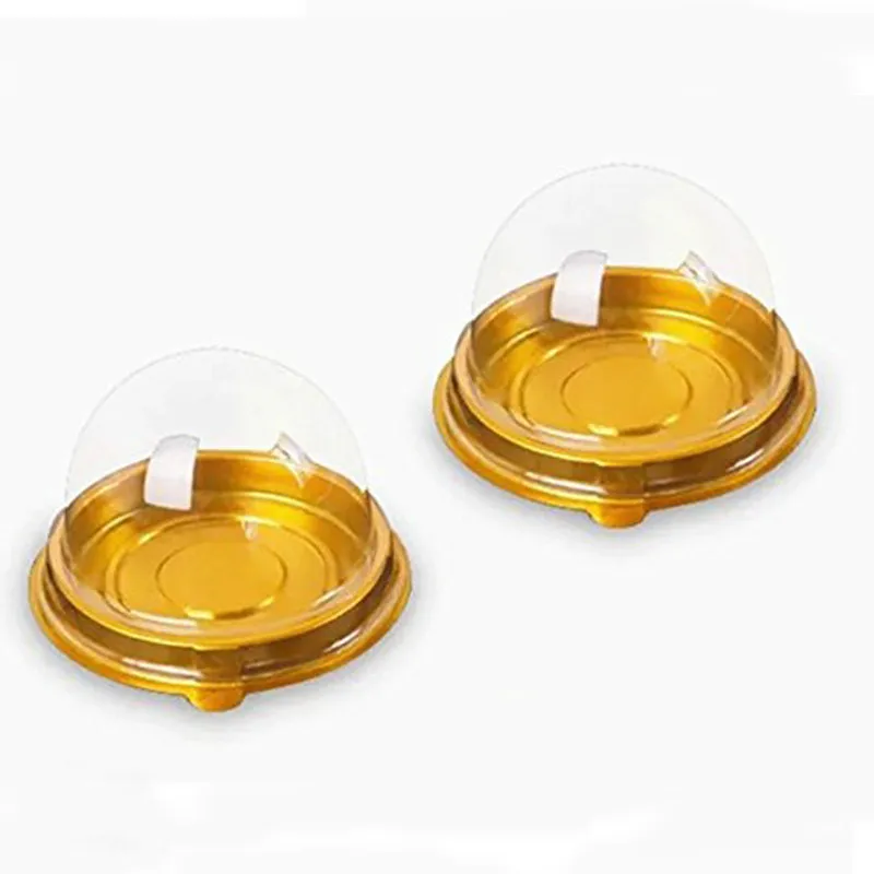 

50Pcs/Set Gold Black Clear Plastic Mini Cupcake Boxes Cake Packing Boxes Muffin Pod Dome Box Wedding Birthday Gifts Boxes