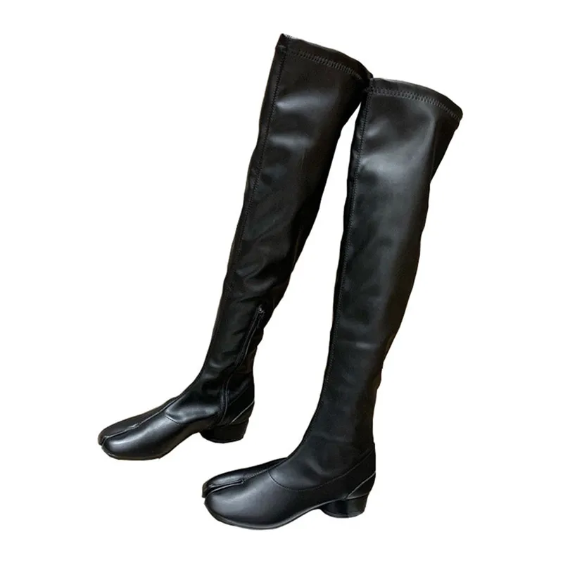 Botas Mujer/; эластичные сапоги выше колена с разрезом; сапоги до бедра; женская обувь; сезон осень-зима; пикантные женские сапоги; Bota Feminina - Цвет: as pic