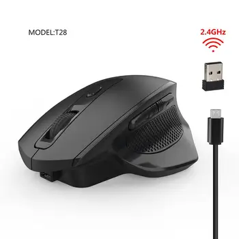 

T28 6 Buttons Ergonomic Vertical Wireless Mouse Adjustable DPI Rechargeable Gaming Mice for Laptop PC Wireless Vertical Mouse