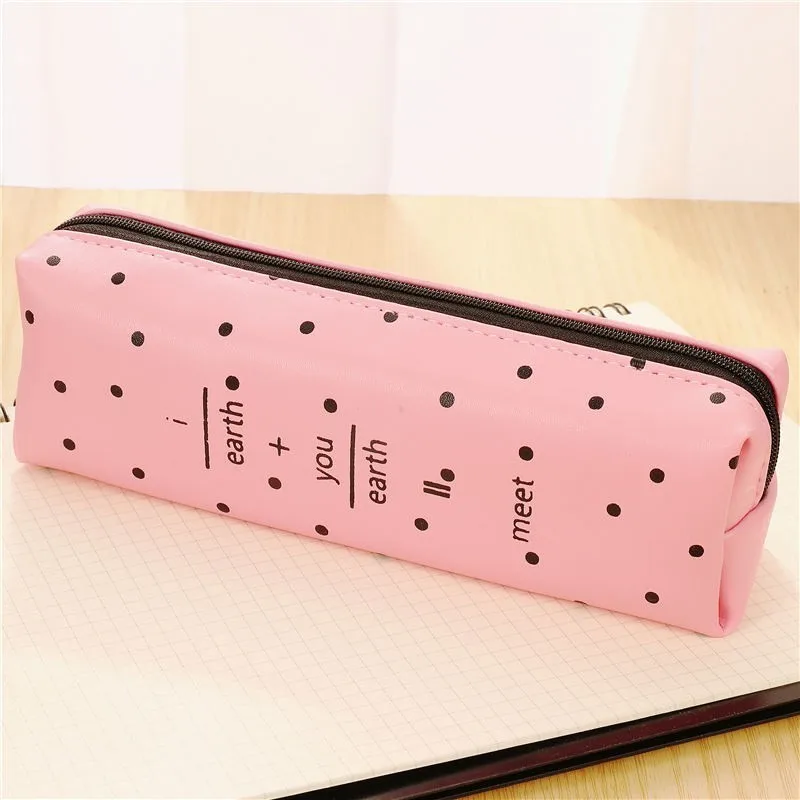 Pink2 Цветные кожаные пеналы большой емкости сумки Kawaii PU Ручка коробка сумка милый подарок офисные школьные канцелярские принадлежности 04947 - Цвет: Pink2