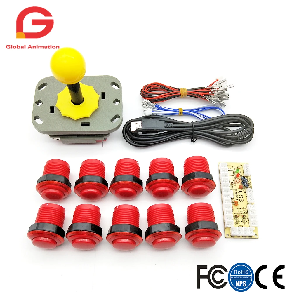 

Arcade DIY Kit USB Zero Delay USB Encoder Fighting Joystick and 28mm Built-in micro button For Mame PC Raspberry pi