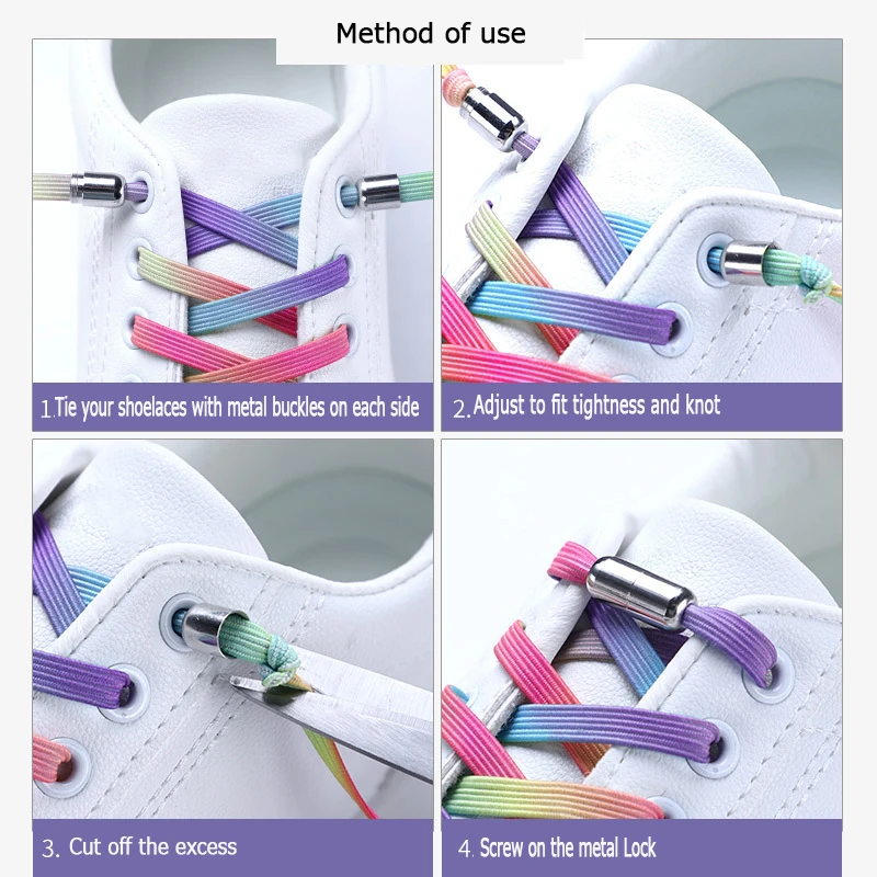 Shoelaces Bling Flat Colored No Ties Metal Locks Elastic for Sneakers Women Kids shoe laces,shoelaces without ties,elastic shoelaces,elastic shoe laces,shoe accessories
