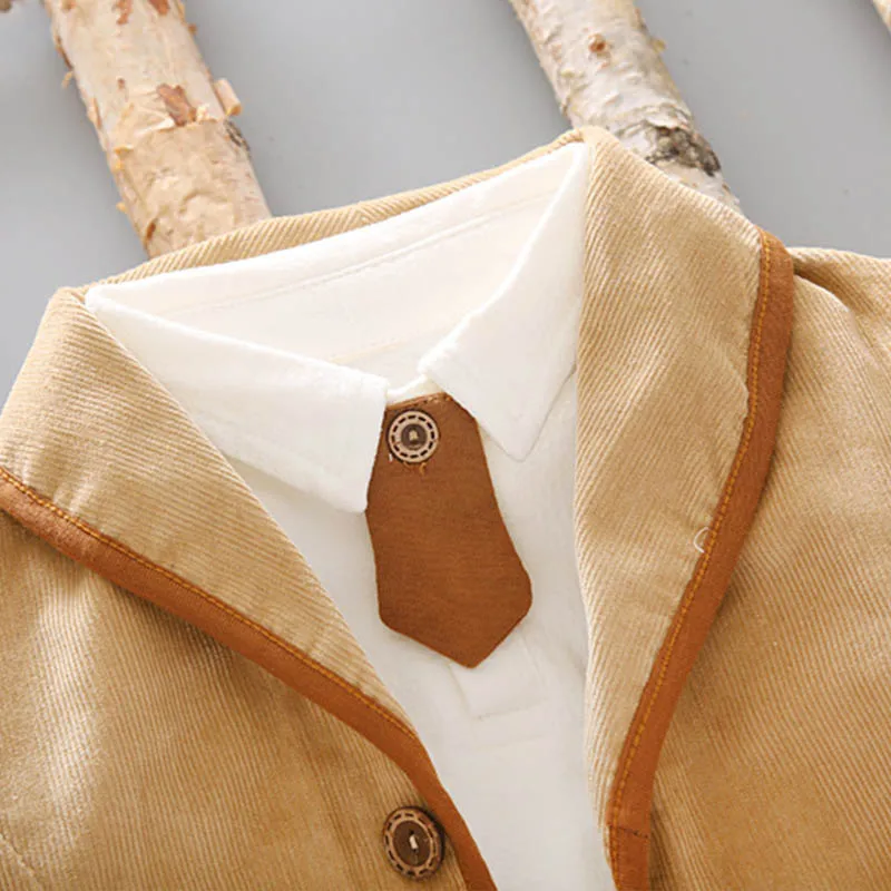 Spring Autumn New Pattern Baby Kids Boys Small Suit Sets Handsome Cotton White T-shirt+Solid Color Lapel Coat+Trousers Set