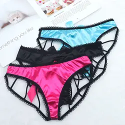 Exotic Briefs Sexy Hollow Out Bandage Ladies Underwear with Back Lace Bow Sexy Lingerie Women Panties Crotchless Sexy Thong