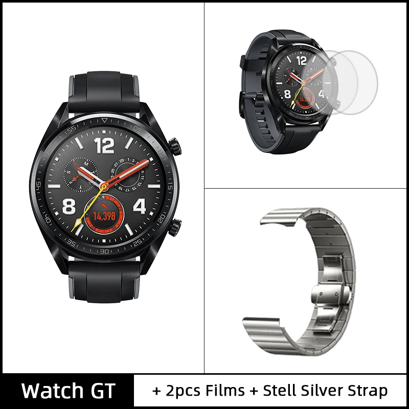46Black Film Case Huawei Watch GT Смарт часы Поддержка gps NFC 14 дней Срок службы батареи 5 атм водонепроницаемый телефонный Звонок трекер сердечного ритма для Android iOS промо-код newyear1200 / newyear600 - Цвет: 46Black Film Case