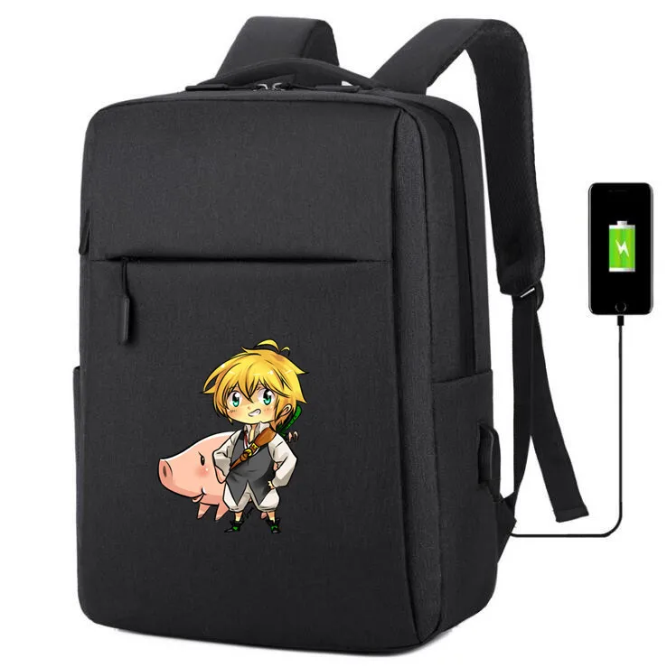 P The Seven Deadly Sins холст рюкзак зарядка через usb школьные сумки мелйод с рисунком дракона сумка на плечо ноутбук дорожная сумка рюкзак - Цвет: P