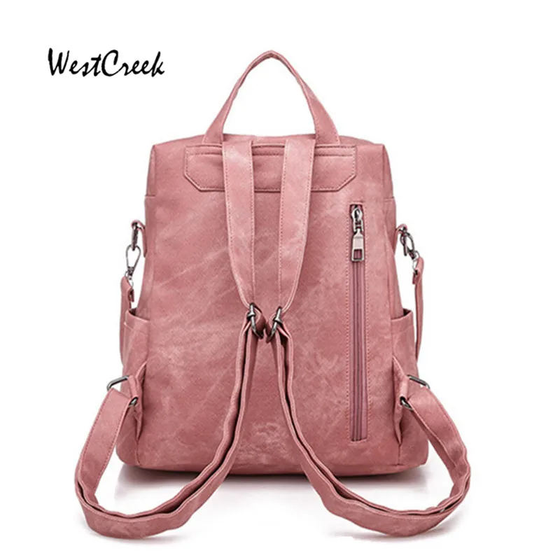 Фирменный Винтажный Розовый женский рюкзак, женская сумка из искусственной кожи, модный ретро рюкзак, кошелек