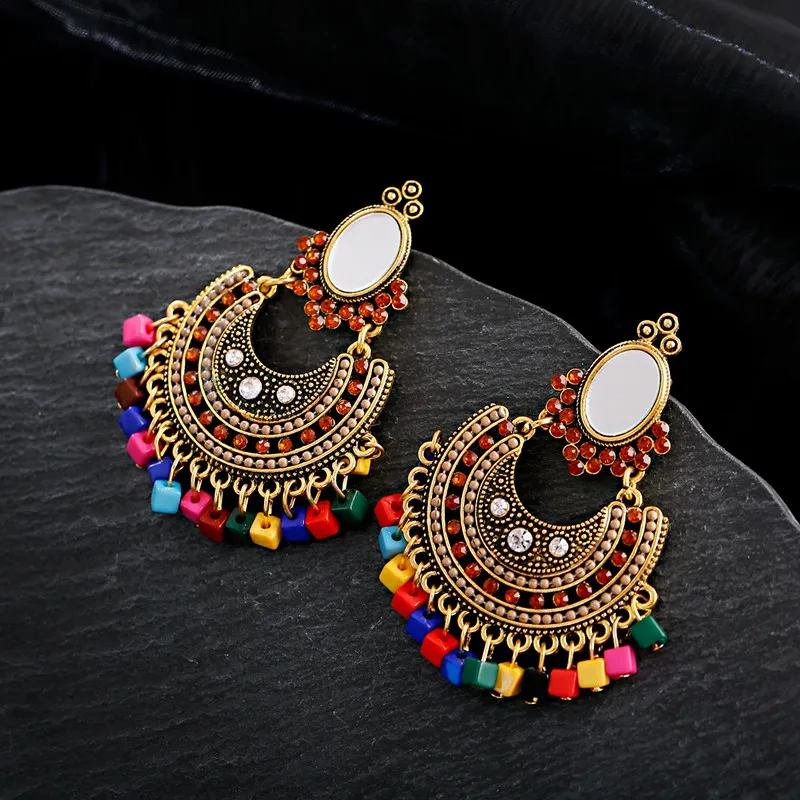 Boho классические женские бусы с кисточкой Earrngs винтажные египетские геометрические пакистанские золотые индийские ювелирные изделия Jumkas
