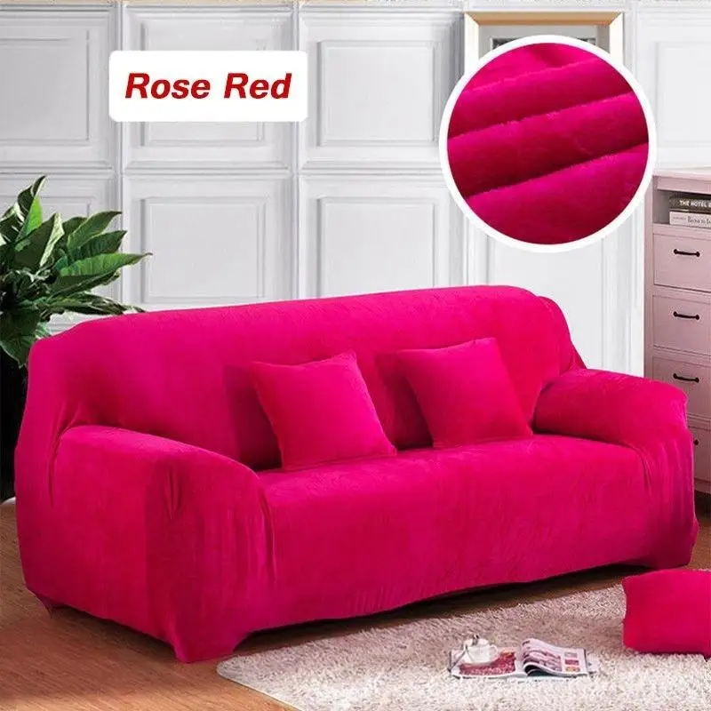 1-4 Seaters Thick Plush Recliner Sofa Covers Love Seat Retro Recliner Stretch Sofa Cover Set Soft Elastic Couch Slipcovers All-i - Цвет: Rose Red