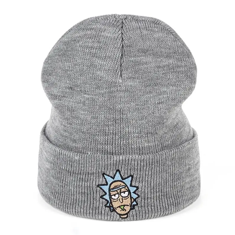 Gray Rick Beanies Рик и шапка Морти эластичный бренд вышивка теплые зимние унисекс вязанные шапочки Skullies US анимация горнолыжные шапки - Цвет: Gray
