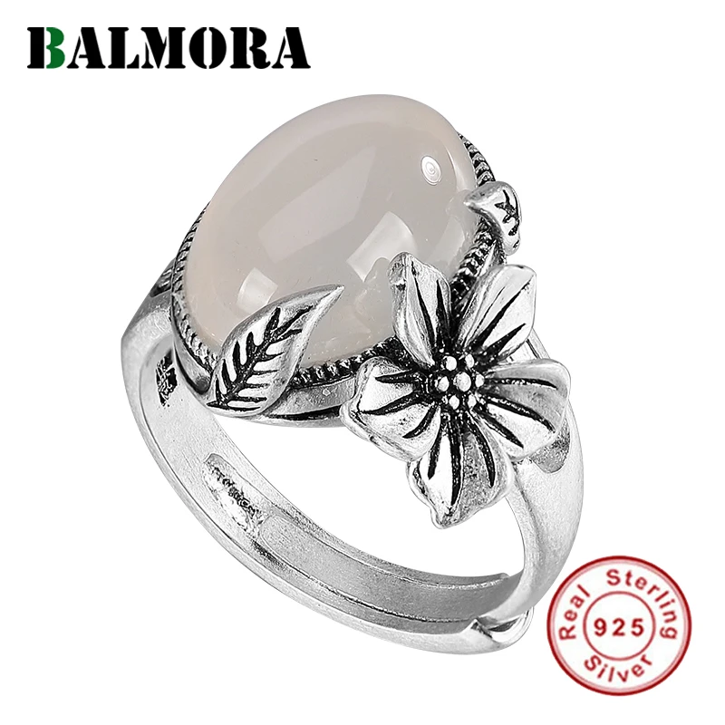Открытое регулируемое ретро кольцо BALMORA из натурального 990 чистого серебра с