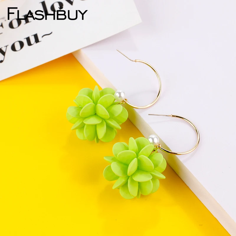 

Flashbuy Acrylic Flower Ball Drop Earrings For Women Geometric Resin Crystal Earrings Girls Fashion Jewelry Wedding Accessories