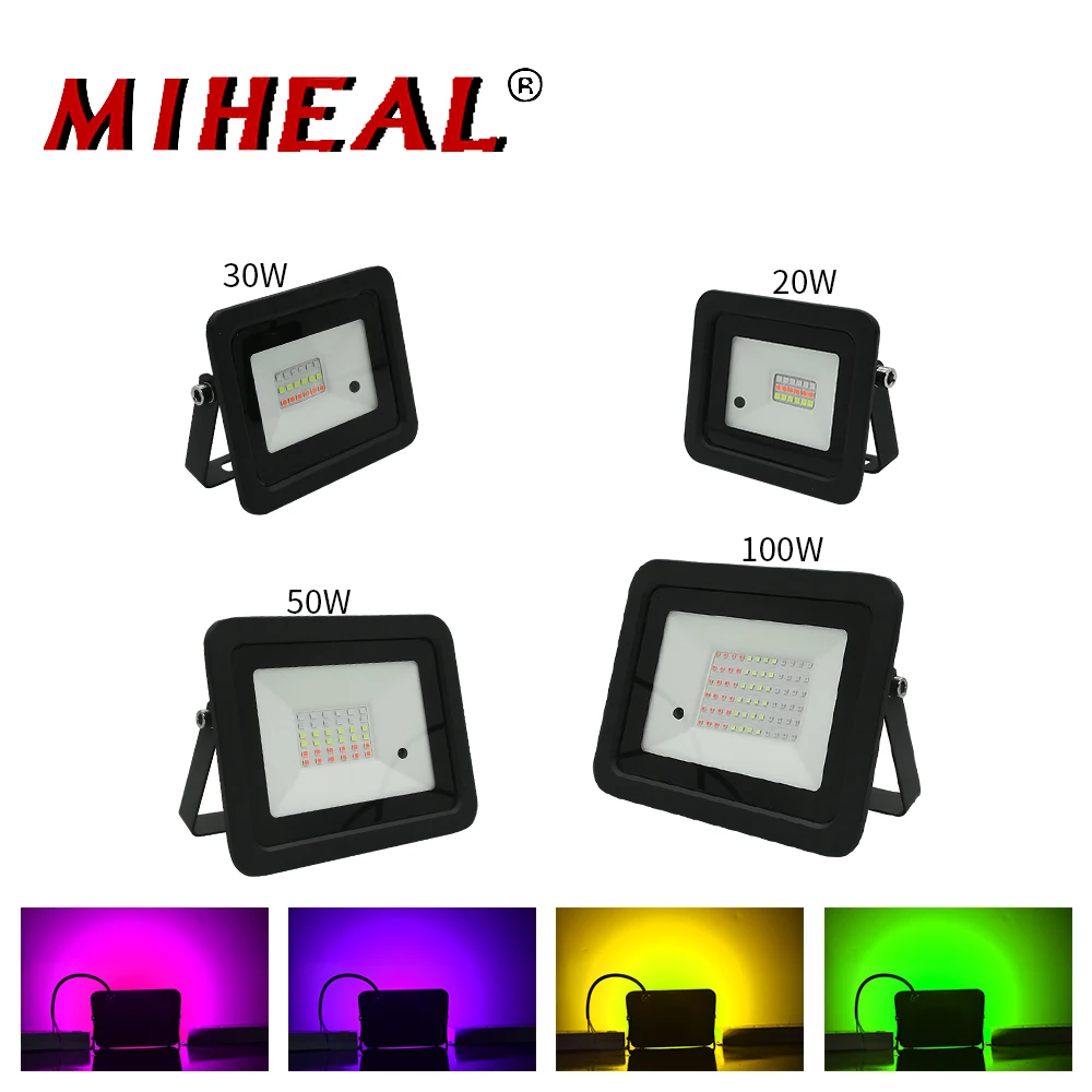 20W 30W 50W 100 Вт открытый светодиодный RGB прожектор светильник 110 V/200 V Светодиодный точечный светильник IP68 отражатель с лампой Цвет пульт дистанционного управления