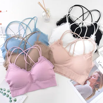 

CHRLEISURE Wirefree Underwear Female Beauty Back Bra Small Chest Sports Vest Bras For Young Girls Tube Top Bralette 70ABC-80AB