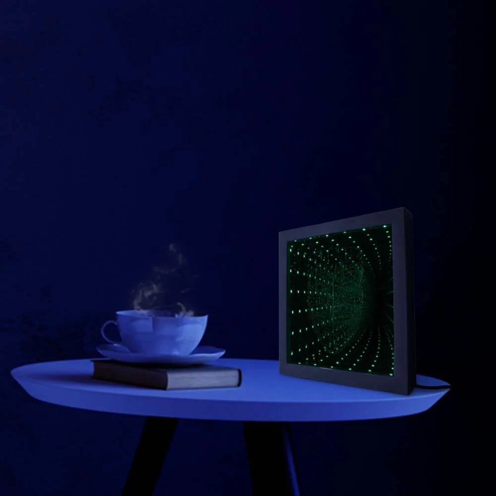 V для Вендетта аноним Маска Гая Фокса RGB бесконечное зеркало бесконечное пространство графика туннельное видение деревянная рамка лампка нокна